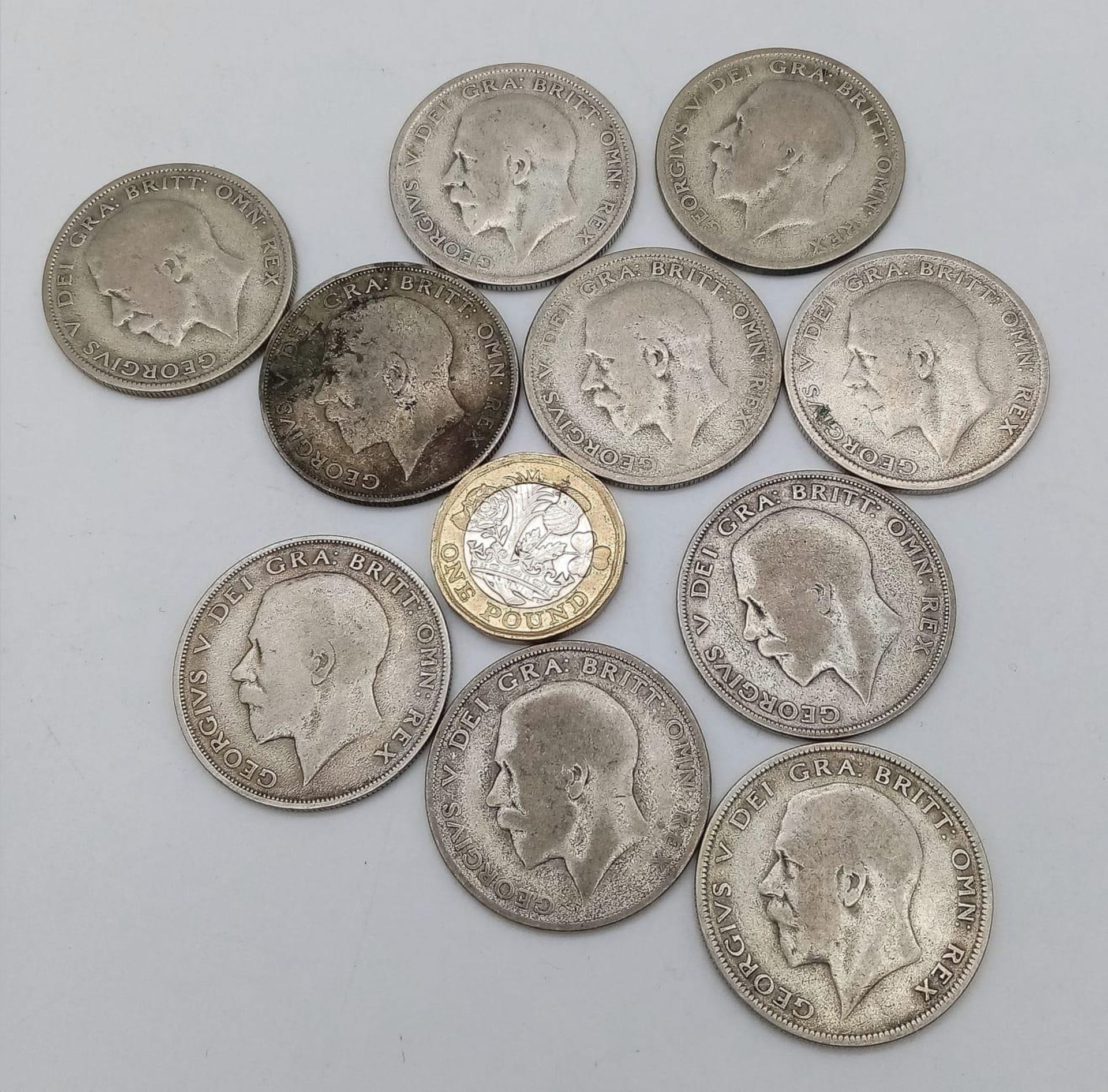 A Parcel of 10 Pre-1947 Half Crown Coins-Dates 1921 to 1929. 137.01 Grams. - Image 2 of 3
