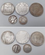 Parcel of interesting International Coins. 1x One Rupee, India 1942 1x 10 Francs, France 1933 1x