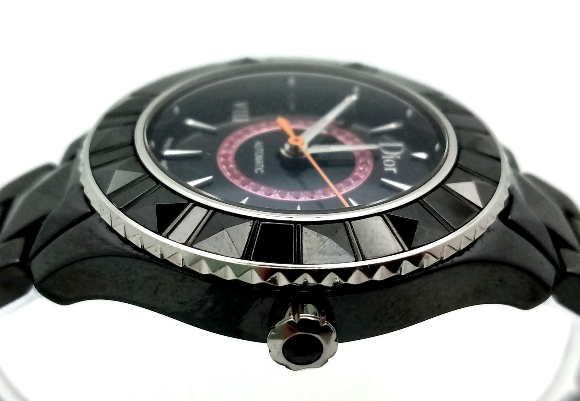 A Christian Dior VIII Automatic Ladies Watch. Black ceramic bracelet and case - 34mm. Black dial - Image 11 of 29