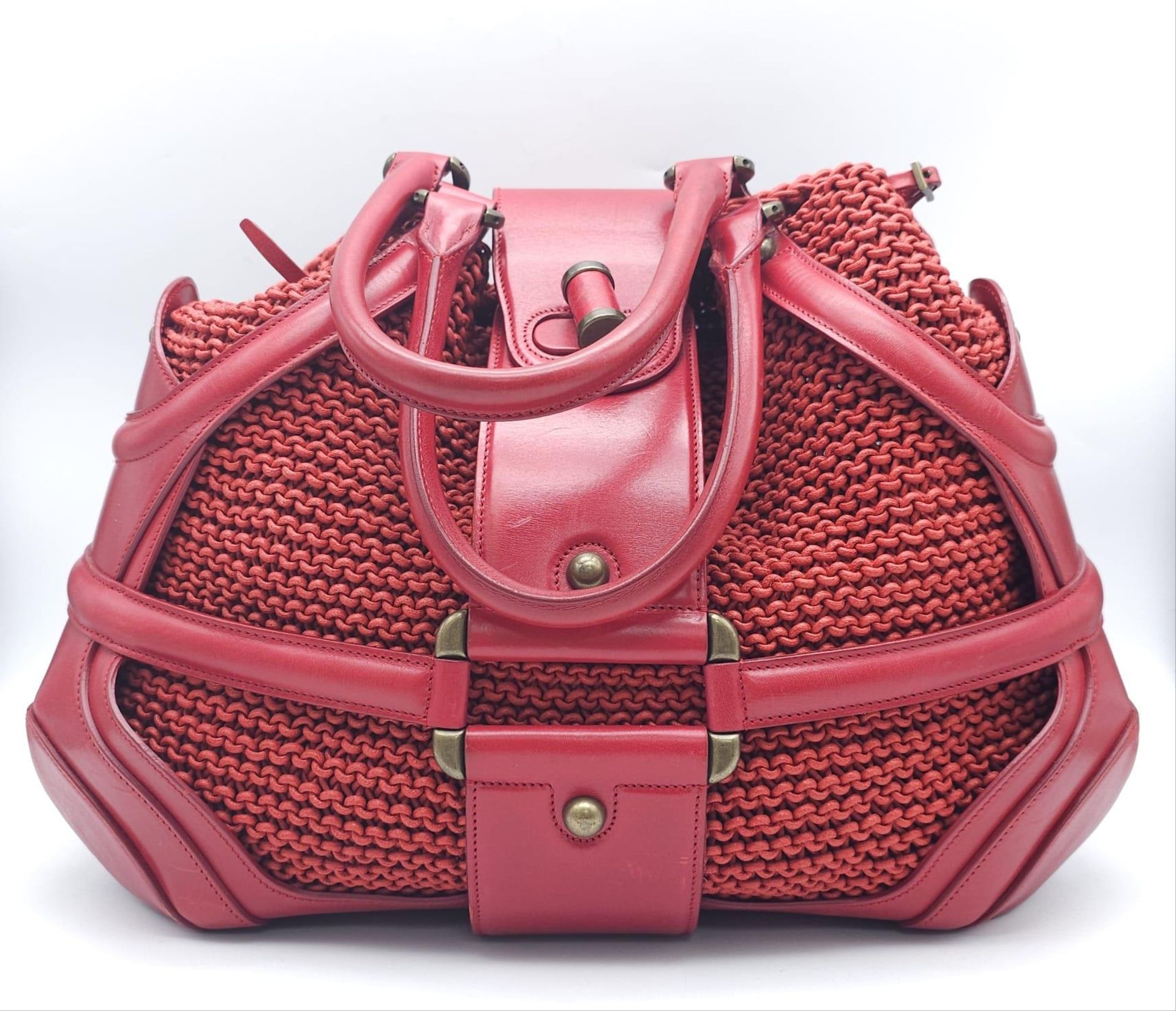 Alexander McQueen Red Woven Coated Canvas and Leather Novak Satchel. Versatile and functional, - Image 4 of 27