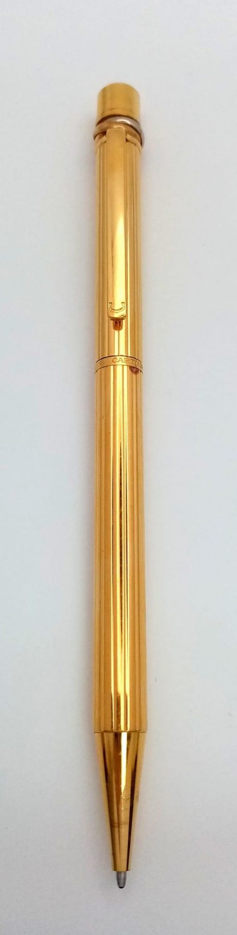 A Cartier Santos Gold Plated Ballpoint Pen. In good condition and working order. Ref: 14893 - Bild 2 aus 6