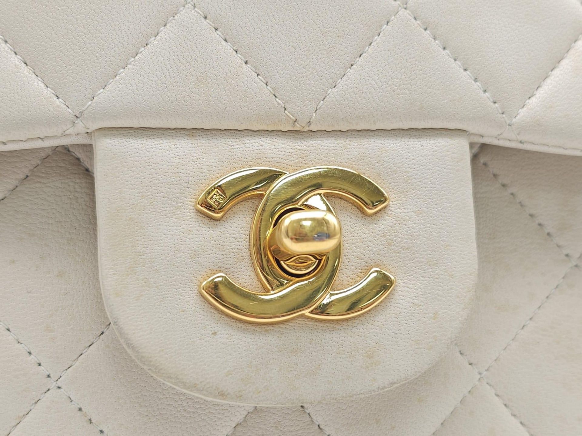 Chanel Cream Maxi. Double handled, quilted in diamond stitching and quality leather throughout. Gold - Image 8 of 27
