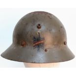 Spanish Civil War Czech M30 Helmet with insignia of Franco’s Fascist 46th Infantry Badge. No liner.