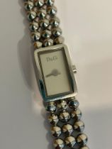 Ladies DOLCE & GABANNA BRACELET WRISTWATCH. Finished in silver tone stainless steel. D&G TIME model.