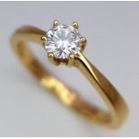 A 18CT YELLOW GOLD DIAMOND SOLITAIRE RING 0.30CT 3.1G SIZE N ref: P172