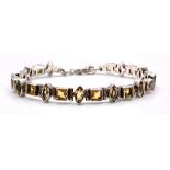 Sterling Silver Multi-Set Marquise & Princess-Cut Citrine Bracelet. Measures 20cm in length. Weight: