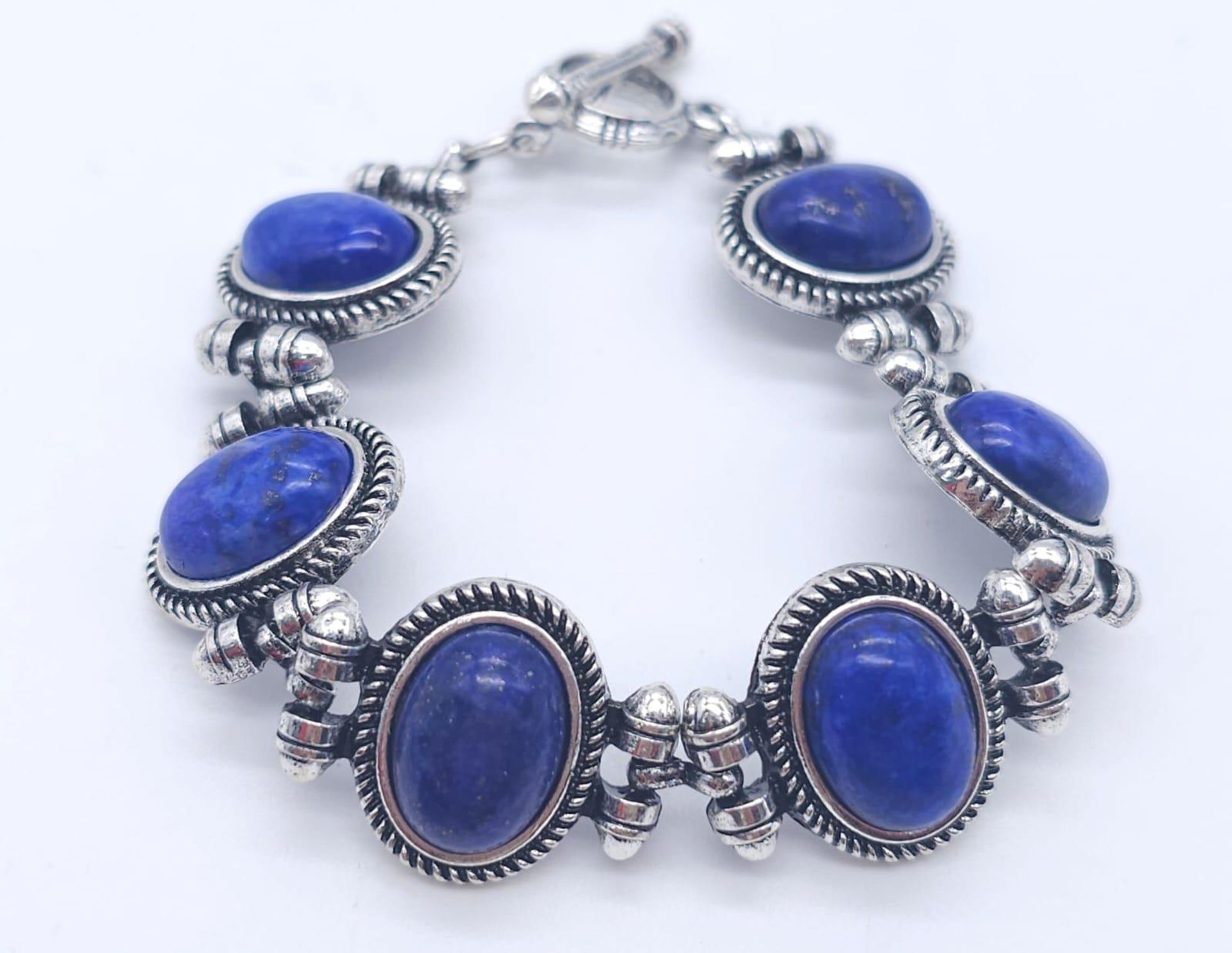 A Lapis Lazuli Suite Comprising of Necklace with Drop Pendant - 42cm and 4cm. Decorative oval - Image 15 of 23