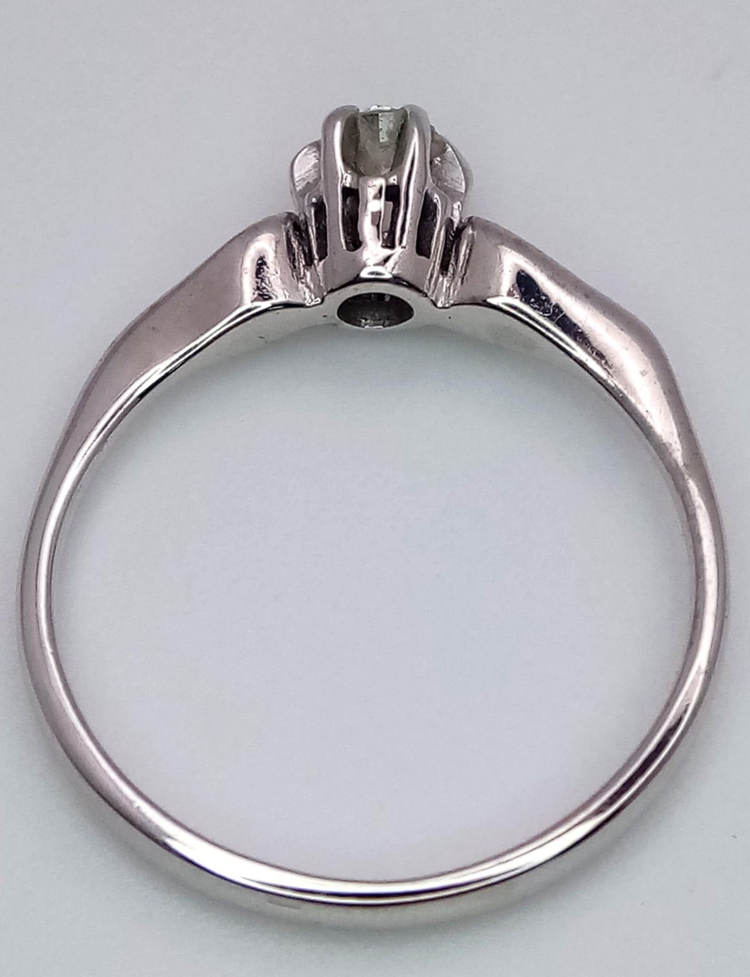 An 18 Carat White Gold Diamond Set Solitaire Ring Size N. Approx .10-.12 Carats. Ring Gross Weight - Image 4 of 9