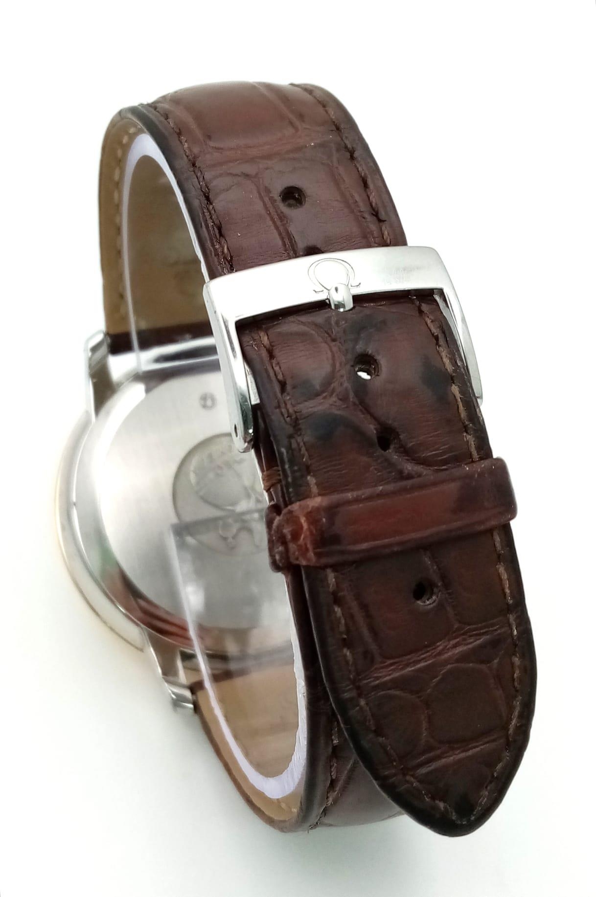 An Omega Deville Prestige Co-Axial Gents Watch. Brown leather strap. Gilded stainless steel case - - Image 15 of 30