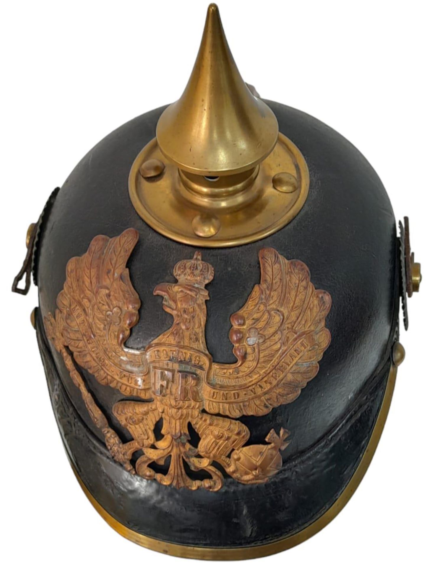 WW1 Imperial German 1895 Model Enlisted Man Pickelhaube. Complete with chinstrap mounts and - Image 5 of 9