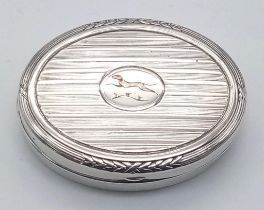 WW2 German .800 Silver Marked Snuff/Pill Box. Hand Etched Insignia of the 116 th “Windhund” Panzer