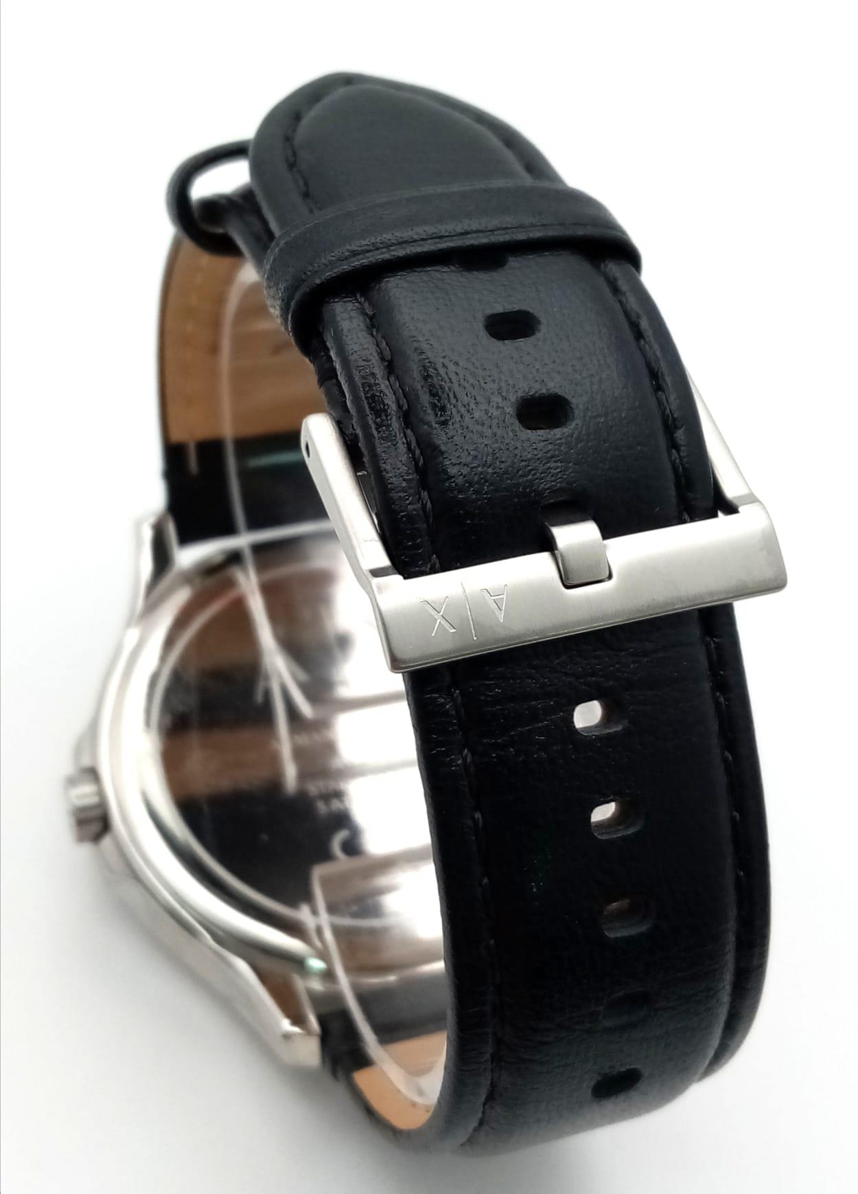 A New Armani Exchange Watch, Black and Chrome Dial, matching leather strap, Dial 42mm, Comes with - Image 8 of 15