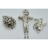 A Sterling silver selection of 3x charms, including a man, rabbit and hedgehog (total weight:6.3g)