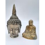 A Parcel of Two Excellent Condition Vintage Brass/Bronze Oriental Deity/Buddha Figures. 18cm &