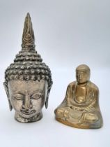 A Parcel of Two Excellent Condition Vintage Brass/Bronze Oriental Deity/Buddha Figures. 18cm &