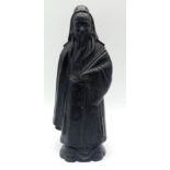 Antique Bronze Chinese Figure of a Sage holding Scrolls. Wonderful detail and patina. Heavy piece.