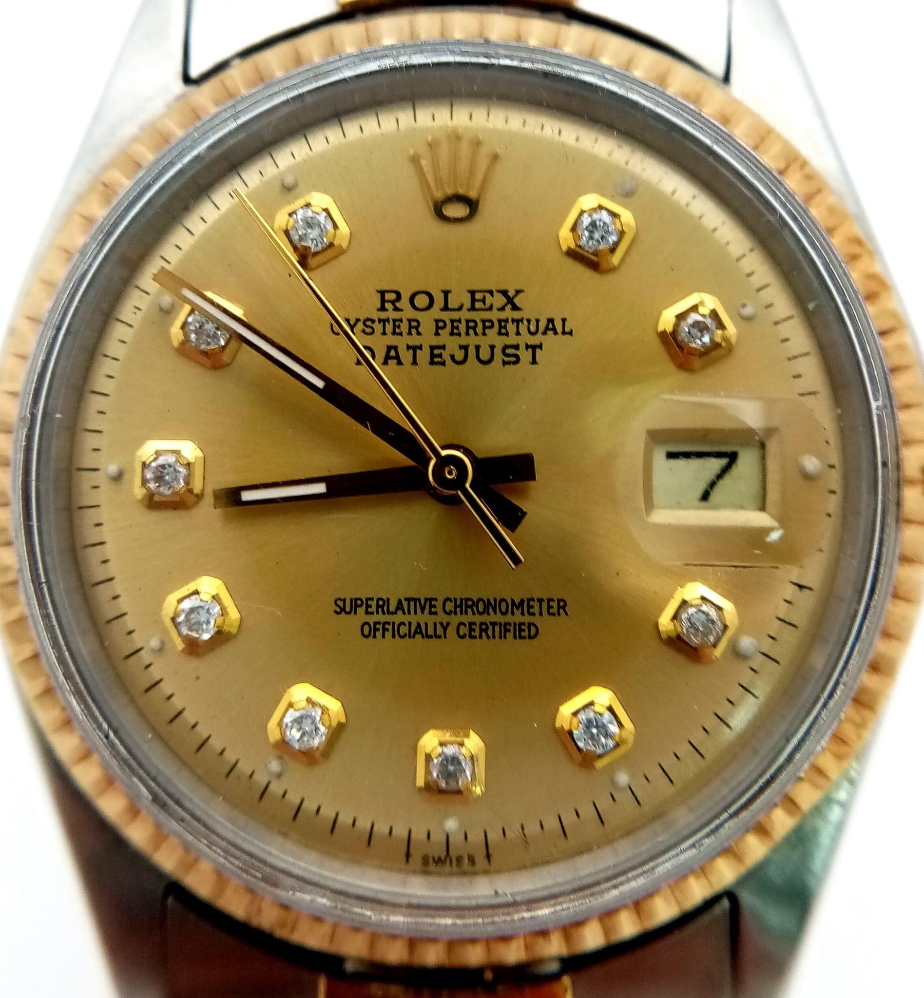 A Rolex Oyster Perpetual Datejust Bi-Metal Gents Watch. 18k gold and stainless steel bracelet and - Image 5 of 9