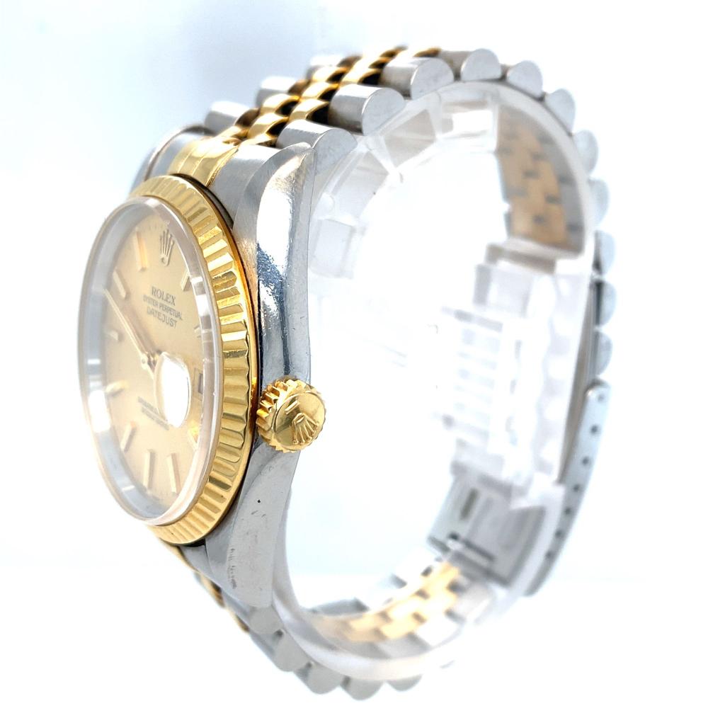 A Rolex (1993) Datejust Bi-Metal Gents Watch. 18k Gold bracelet and case - 36mm. Champagne dial with - Image 2 of 7