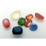 A 4.85ct Ceylon Mine Sri Lankan Sapphires Faceted Gemstones Lot of 8 Pieces. Mixed Shapes.