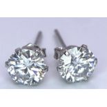 A pair of Sterling Silver, 0.5tcw Moissanite Stud Earrings. Weight: 0.72g