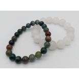 Two natural stone beaded stretch bracelets. Both measure 7cm in diameter.