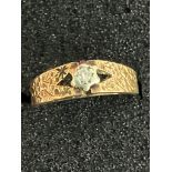 Vintage 9 carat GOLD RING having single DIAMOND set to top with illusion mount. Beautifully