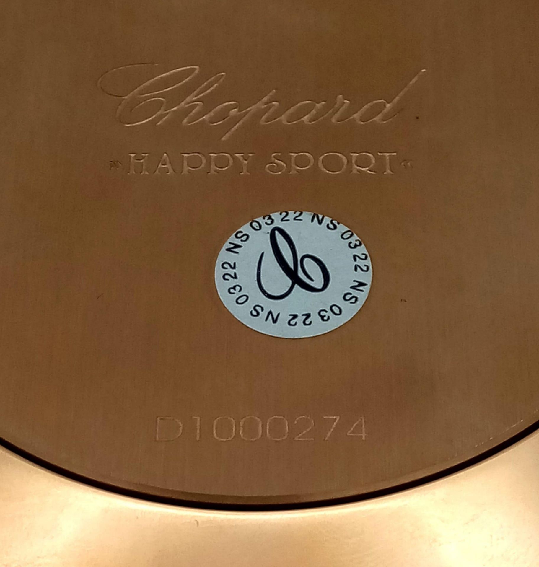 A Chopard Happy Sport Rose Gold Plated Table Clock. Quartz movement. Green dial with Roman numerals. - Image 10 of 13