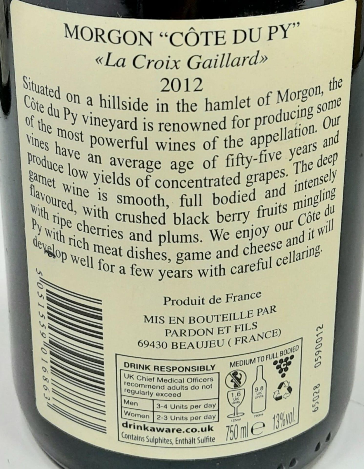 6 Bottles of Morgon Cote Du Py Domaine Pardon et Fils 2012 Cru Beaujolais. - Image 4 of 6