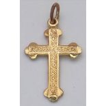 A Vintage 9K Yellow Gold Cross Pendant/Charm. 2cm. 0.7g weight.