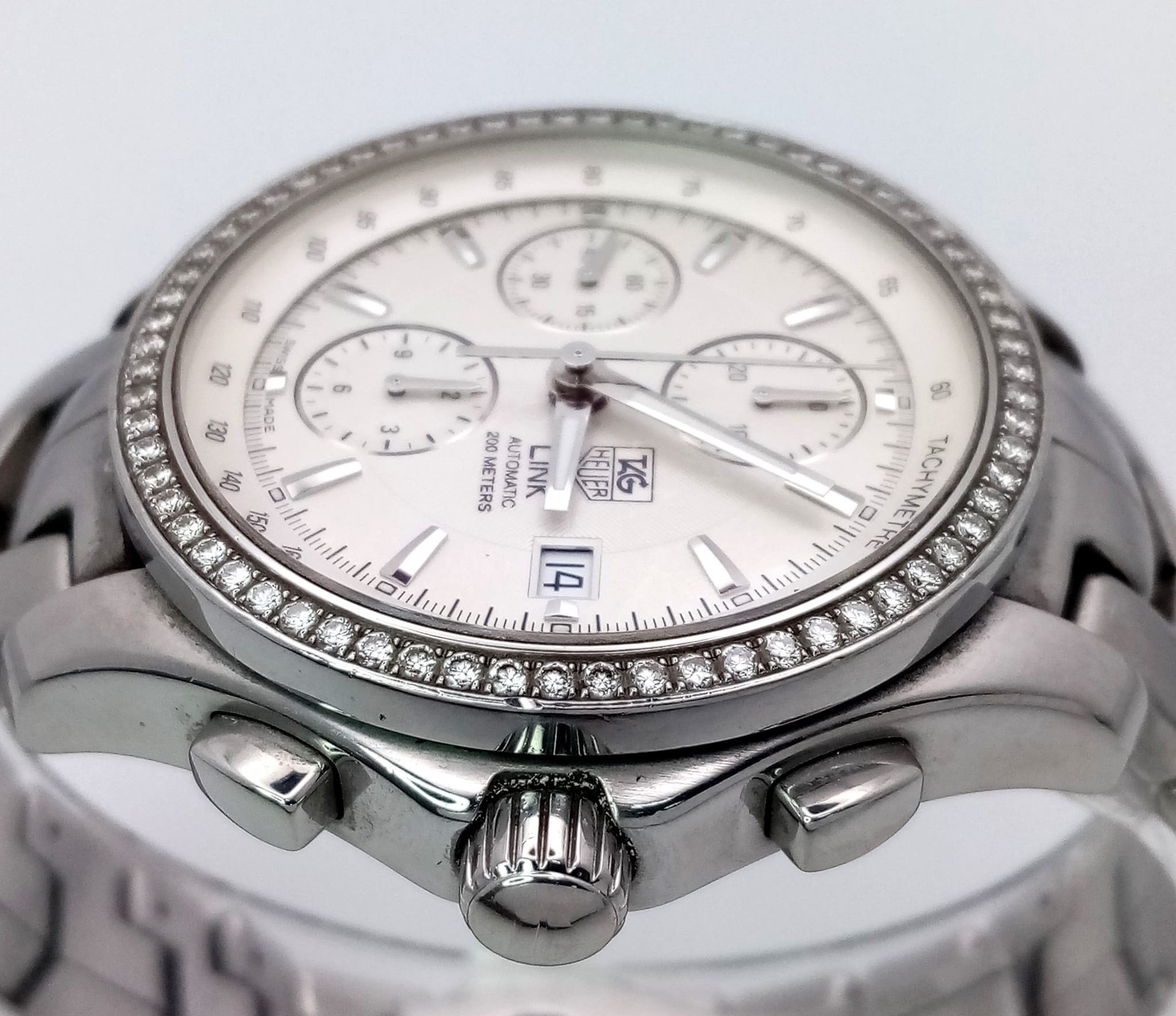 A gents TAG HEUER - LINK automatic watch with diamond set bezel. Stainless steel construction, 42 mm - Image 10 of 12