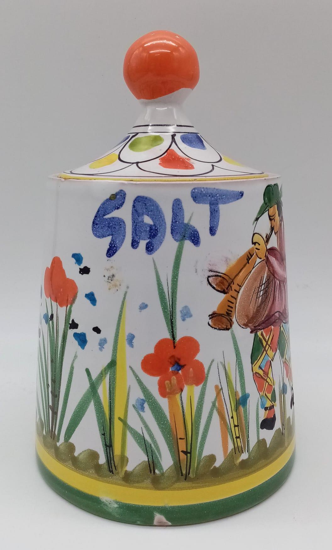 A Vintage, hand-painted, Salt Jar. Looks to be European, however there's no markings or