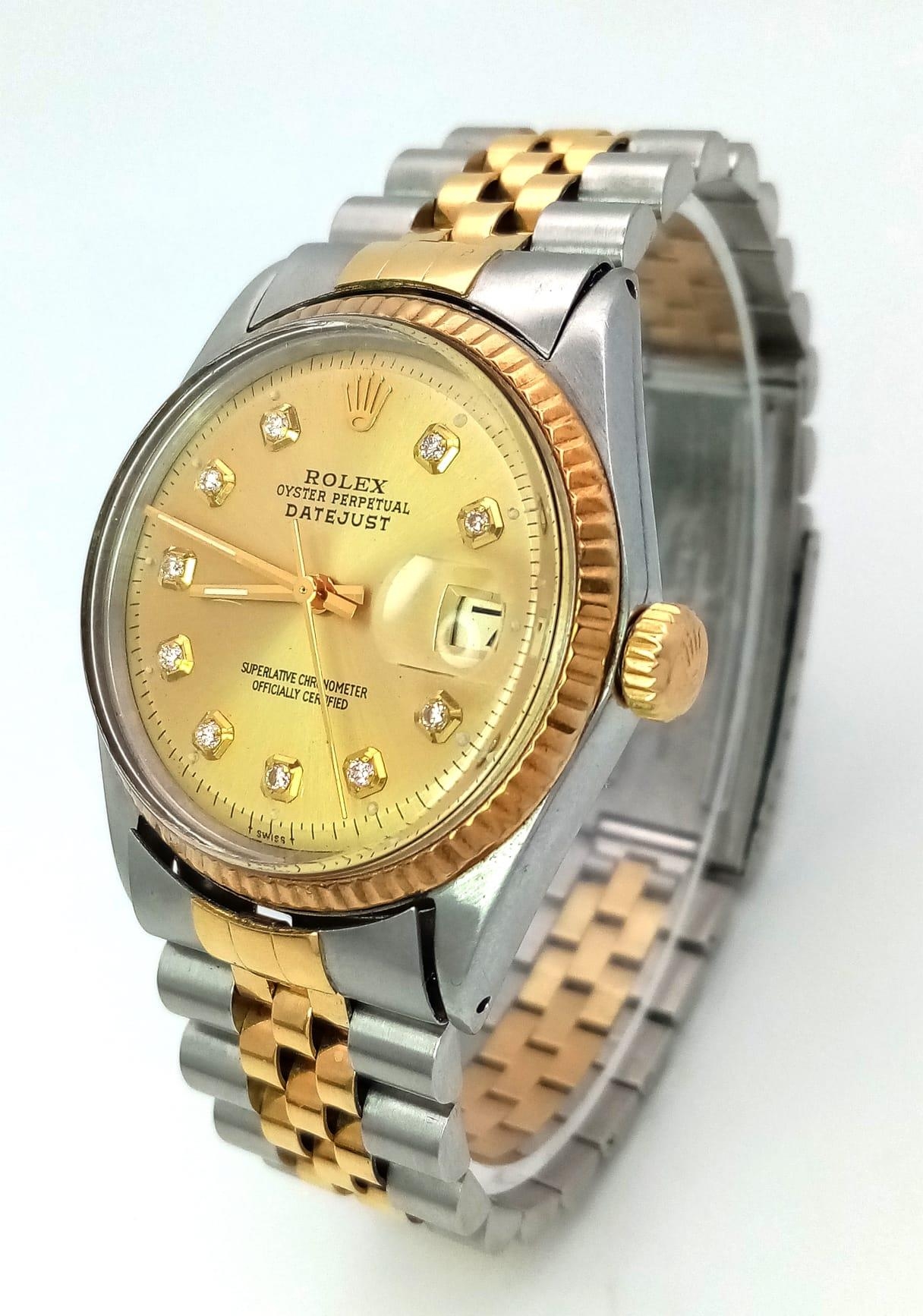 A Rolex Oyster Perpetual Datejust Bi-Metal Gents Watch. 18k gold and stainless steel bracelet and - Image 3 of 9