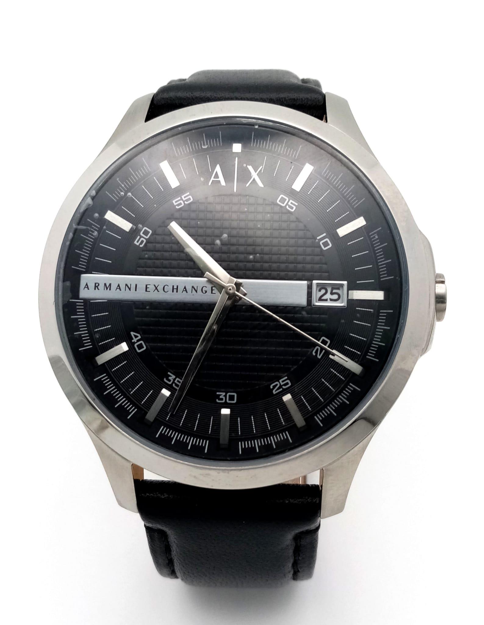 A New Armani Exchange Watch, Black and Chrome Dial, matching leather strap, Dial 42mm, Comes with - Image 3 of 15