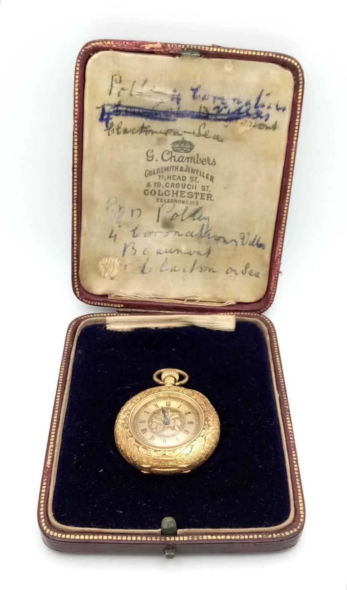 AN ORNATELY DECORATED 18K GOLD LADIES DUAL LEVER POCKET WATCH CIRCA 1930'S IN FULL WORKING ORDER AND - Image 10 of 13