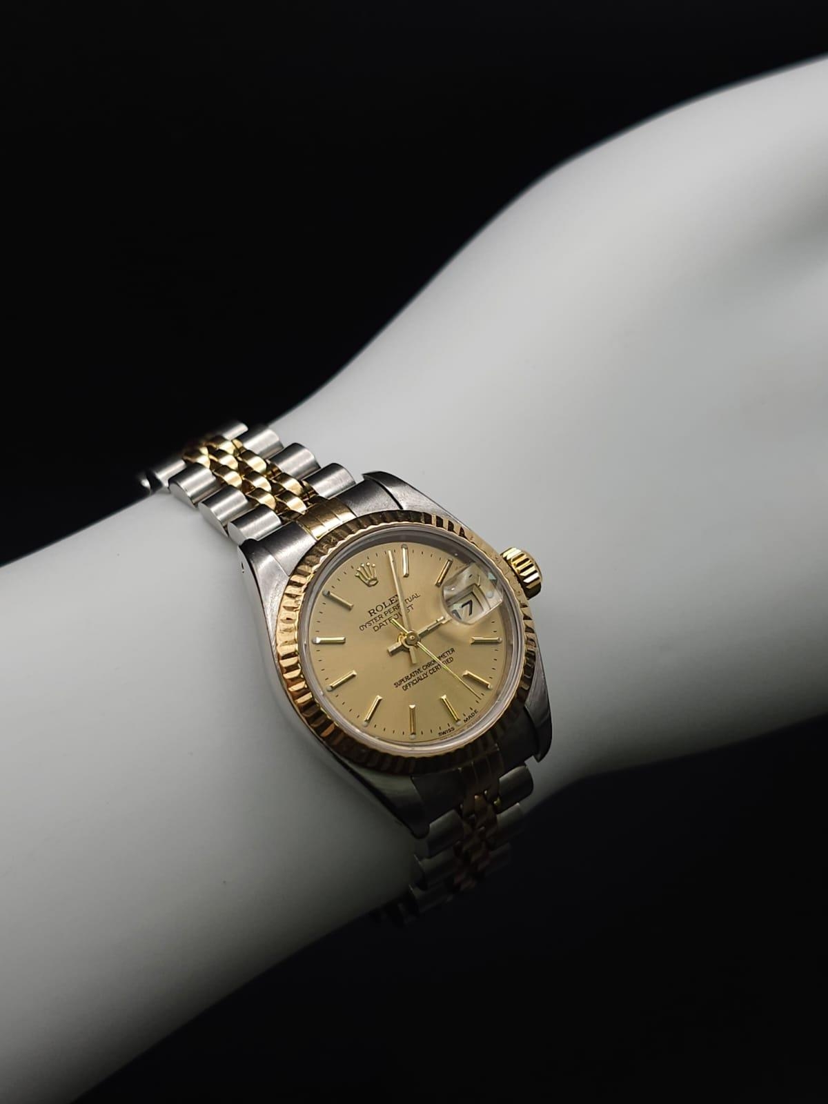 A Rolex Oyster Perpetual Datejust Bi-Metal Ladies Watch. Gold and stainless steel bracelet and - Image 7 of 7