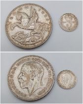 2X 1918 & 1935 King George V coins in small and large sizes (diameter 2.4cm 4cm). Total weight