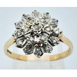 9K YELLOW GOLD DIAMOND CLUSTER RING WEIGHT: 2.4G SIZE M SC 5006