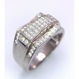 A STERLING SILVER STONE SET RING. TOTAL WEIGHT 8.8G. SIZE U