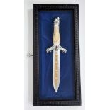 An Excellent Condition, Gilt Decorated Gem Set, Celtic Design Dagger. 38cm Length. Comes In Wood and