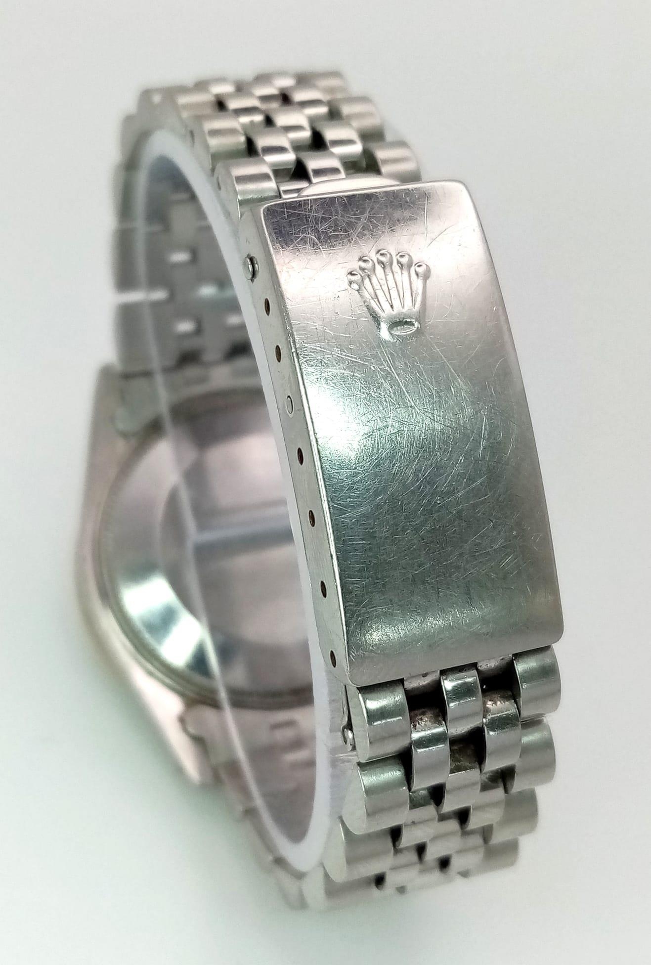 A LADIES ROLEX DRESS WATCH WITH DIAMOND NUMERALS AND BEZEL , MOTHER OF PEARL DIAL AND AUTOMATIC - Image 7 of 10