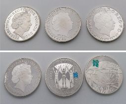 3X London Olympiad 5 pounds commemorative coins. Pleasee see photos for more details.