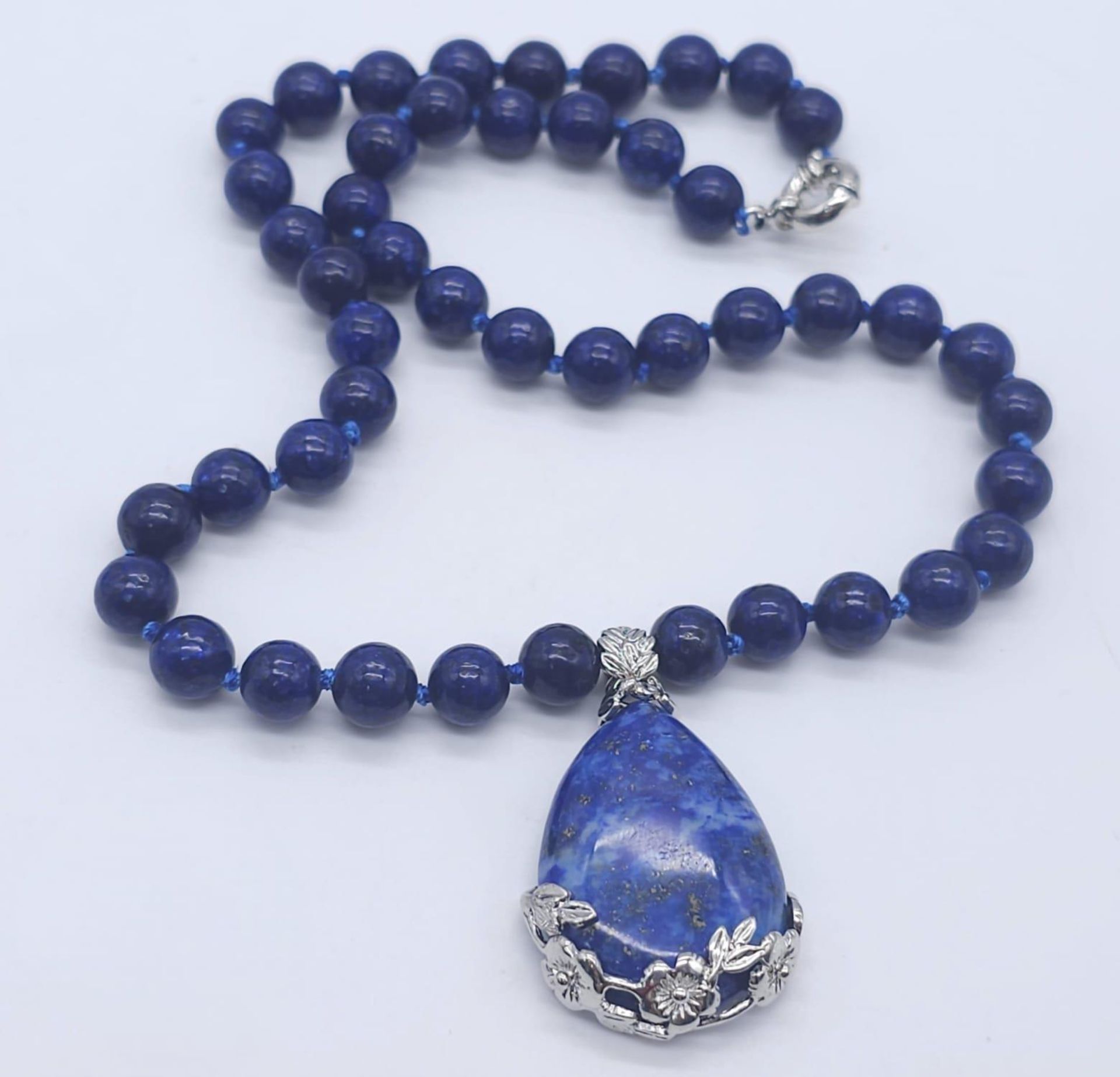 A Lapis Lazuli Suite Comprising of Necklace with Drop Pendant - 42cm and 4cm. Decorative oval - Image 3 of 23