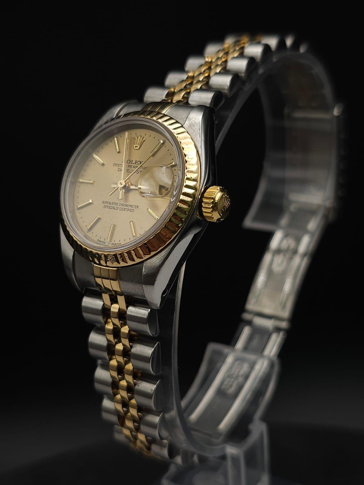 A Rolex Oyster Perpetual Datejust Bi-Metal Ladies Watch. Gold and stainless steel bracelet and - Image 4 of 7