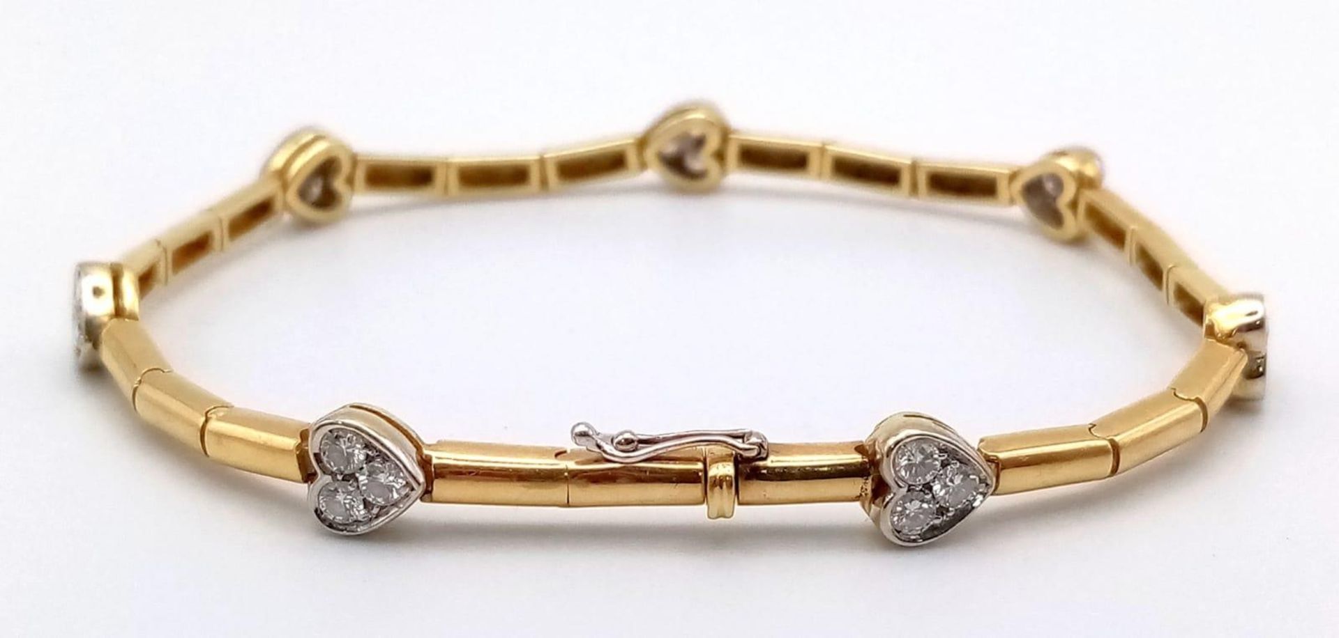 A Gorgeous 18K Gold and Heart-Diamond Necklace and Bracelet Set. The necklace is decorated with - Image 6 of 21