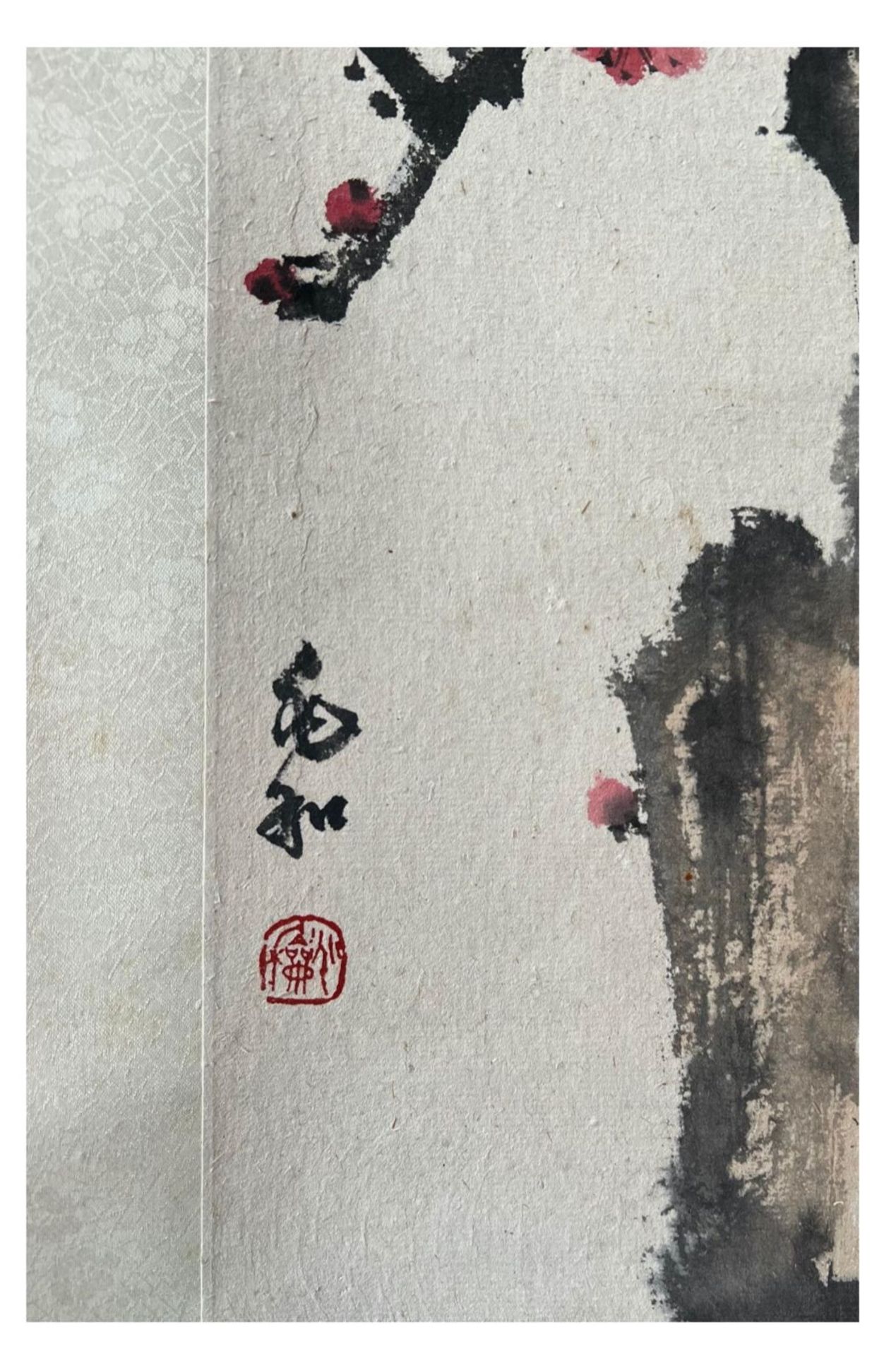 Plum blossom with crimson petals - Chinese ink and watercolour on paper scroll. Attributed to - Bild 3 aus 8