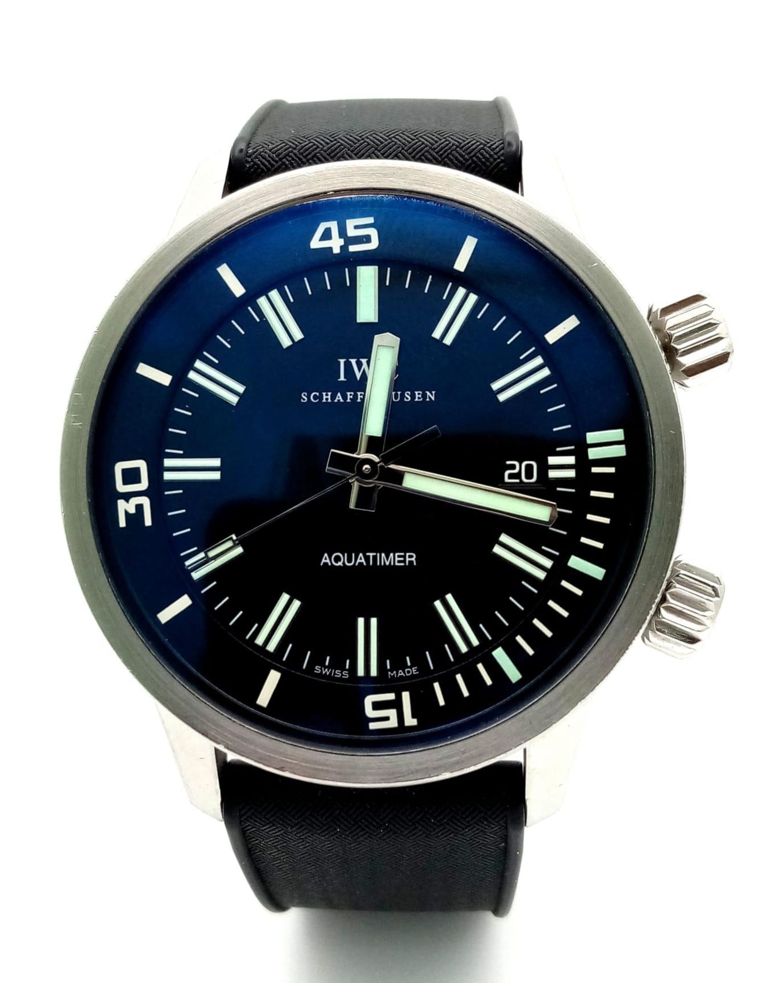 A Vintage IWC Aquatimer Automatic Gents Watch. Black rubber strap. Stainless steel case - 44mm. - Image 3 of 17