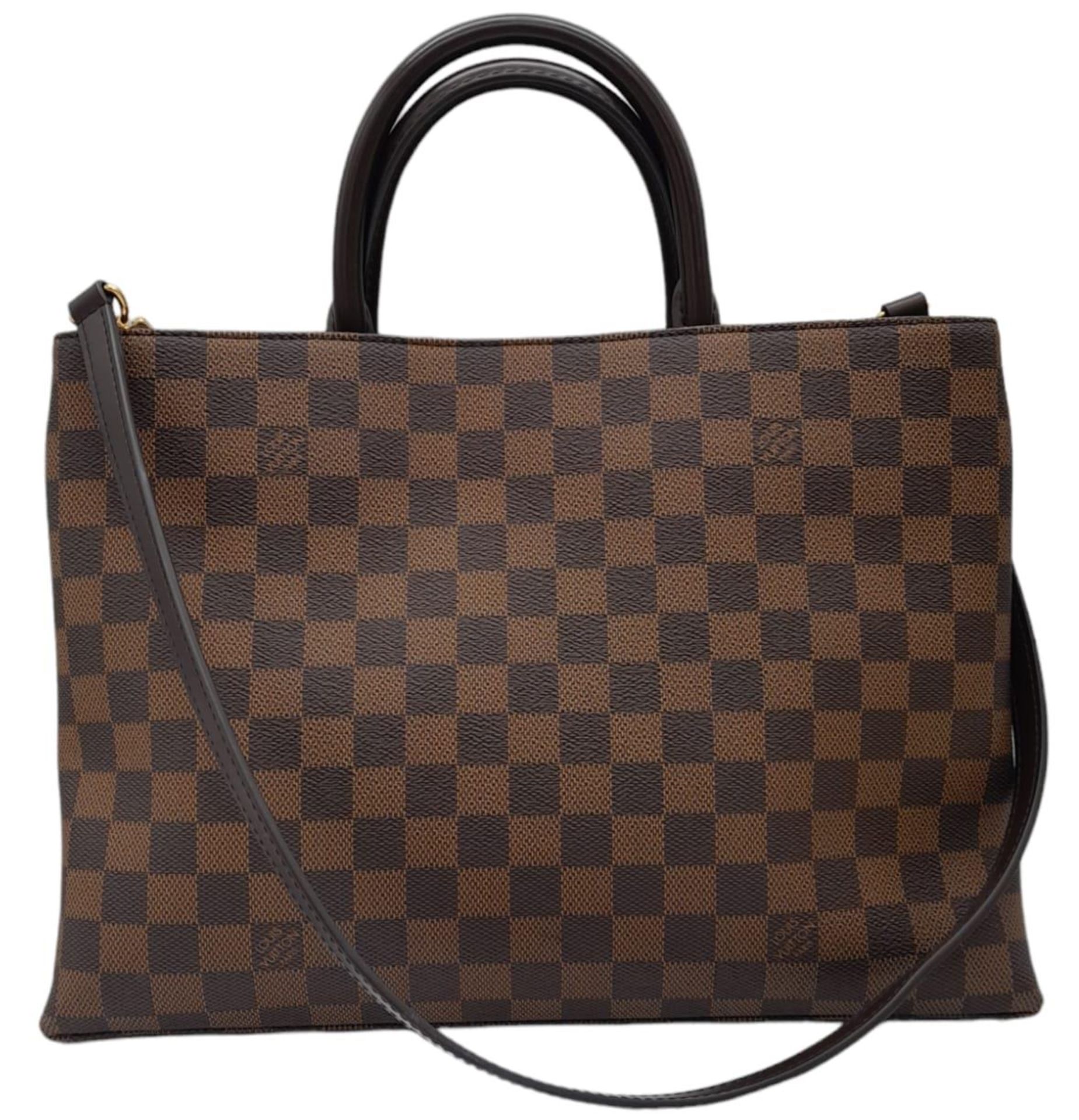 A Louis Vuitton Damier Ebene Brampton Handbag. Leather exterior with two rolled leather handles, - Image 4 of 11