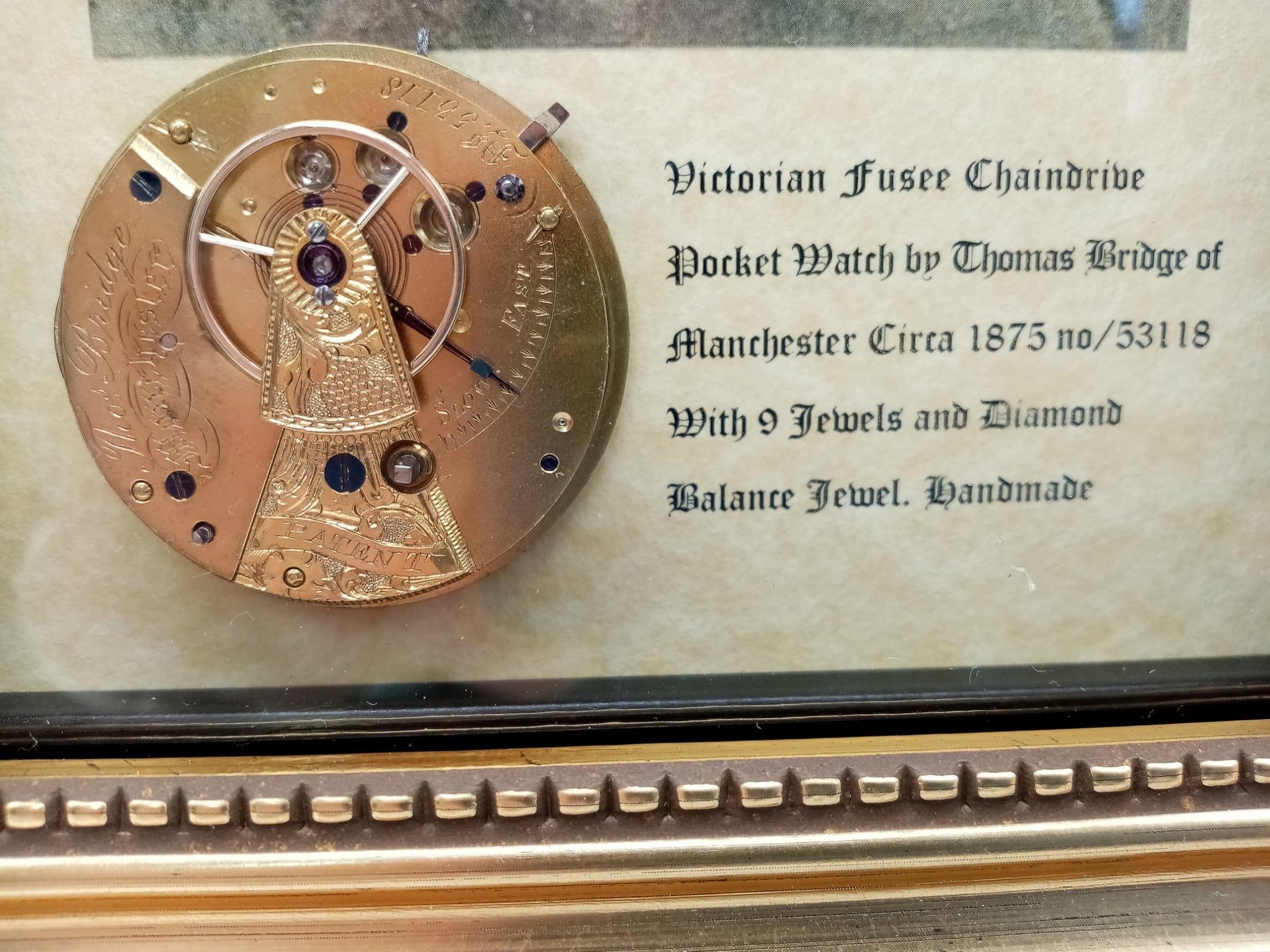 A Horologists, Wonderful and Unique Hand-Made Art-Piece. A Framed Victorian Fusee Chaindrive - Image 4 of 7