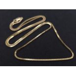 An Unworn Italian Sterling Silver Gilt Square Link Necklace. 61cm Length. 2mm Width. Weighs 5.12
