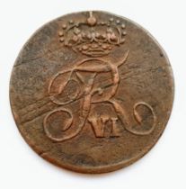 Very rare, 1810, 2 Skilling coin of Norway. Struck under King Frederik VI.